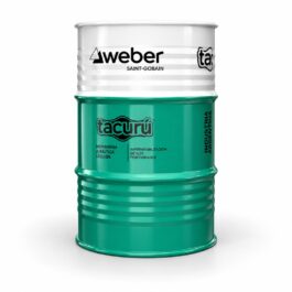 Tambor de Weber Tacurú x 200 kg, aditivo vinílico multiuso para mezclas cementicias y construcción.